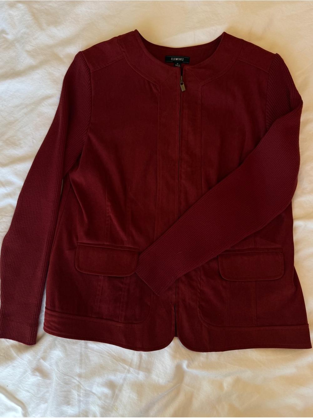 Elementz Women's Deep Wine Zip-Front Blazer